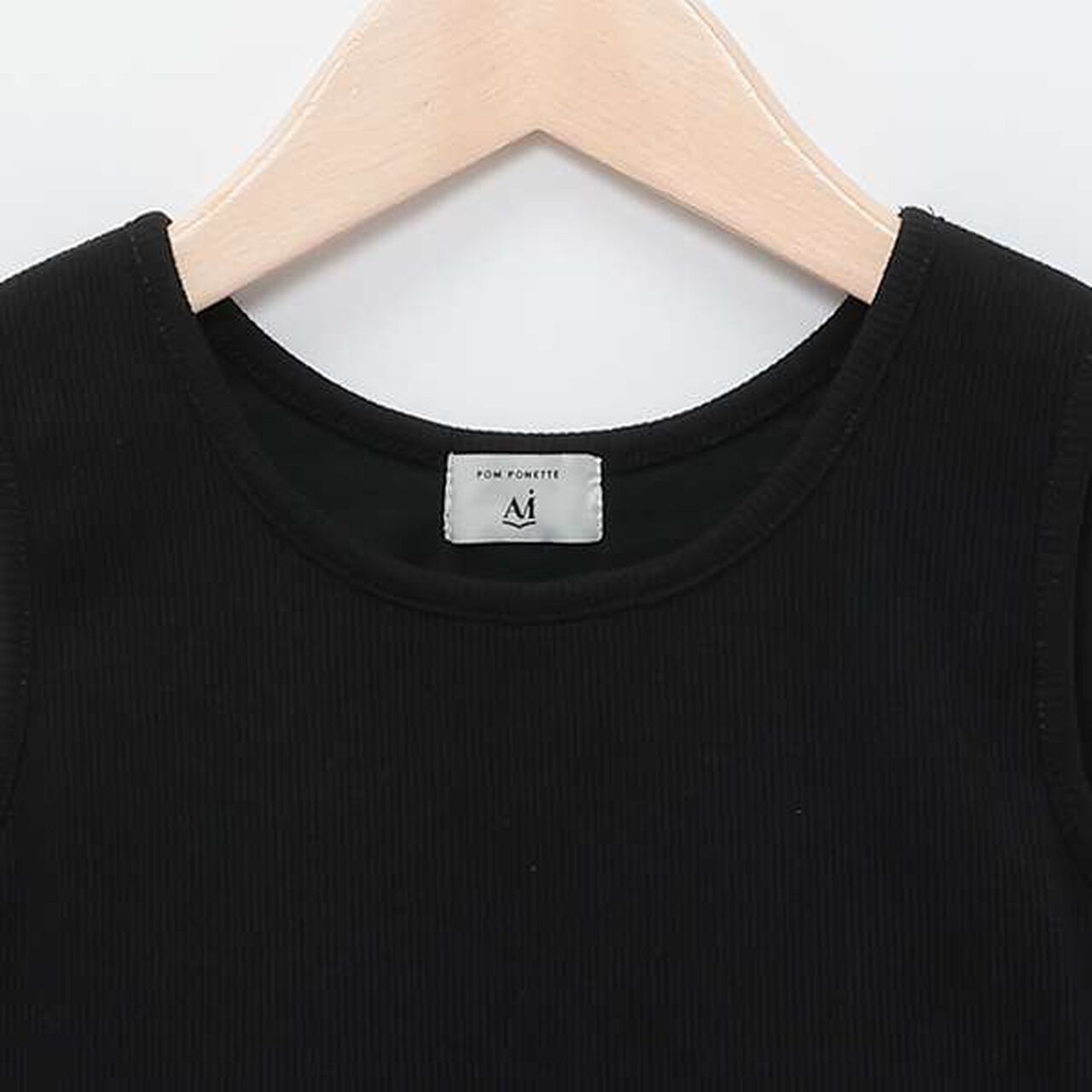 [AMI] Mesh Striped Knit + Inner Wear Set with Cups,Black, large image number 16