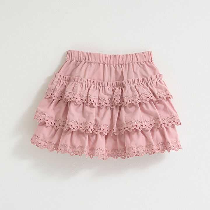 Cherry Cotton Lace Tiered Skirt with Shorts,Ivory, medium image number 11