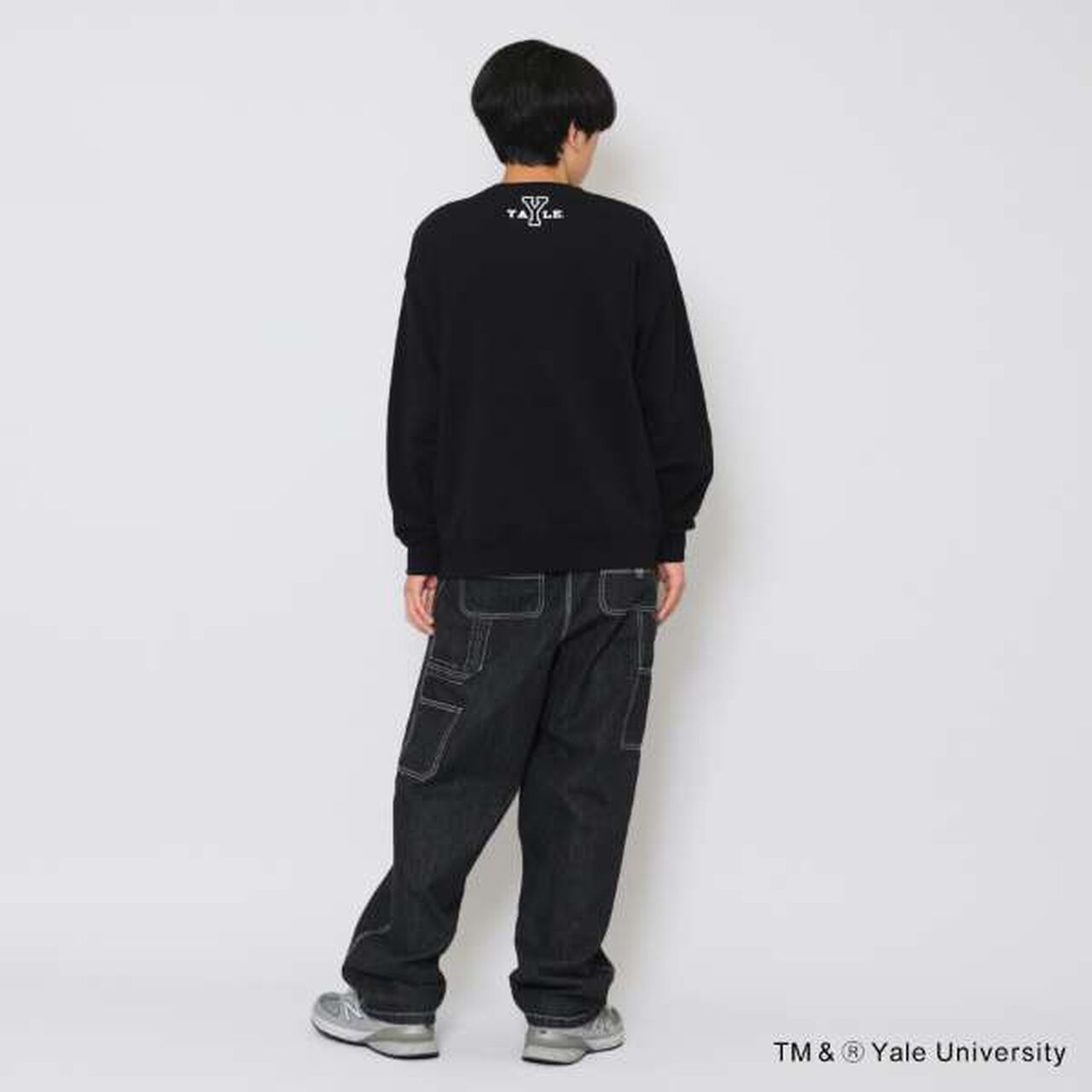 [YALE] Front Football Logo Print Sweatshirt,Navy, large image number 3