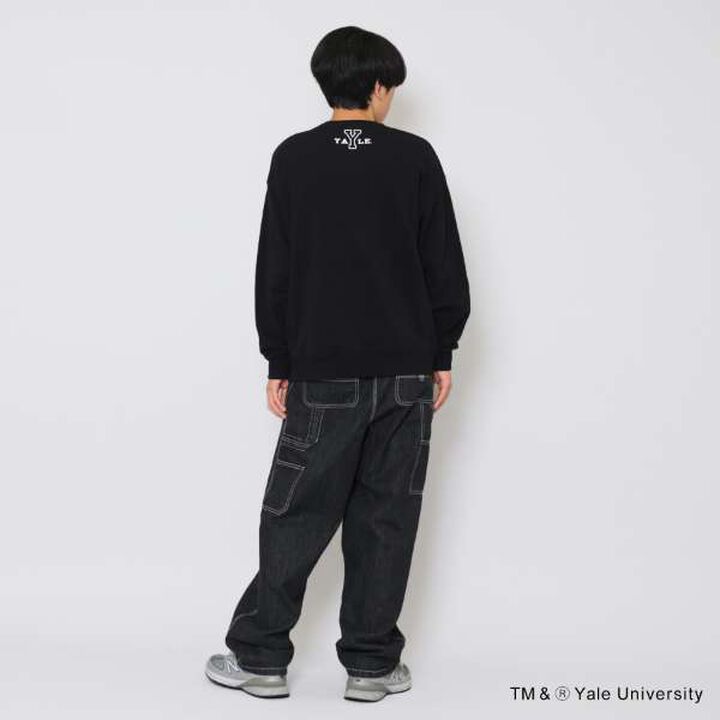 [YALE] Front Football Logo Print Sweatshirt,Navy, medium image number 3