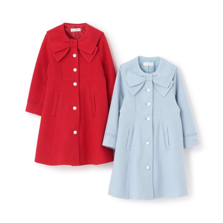 Ribbon Color Wool Coat,Sax blue, medium image number 10