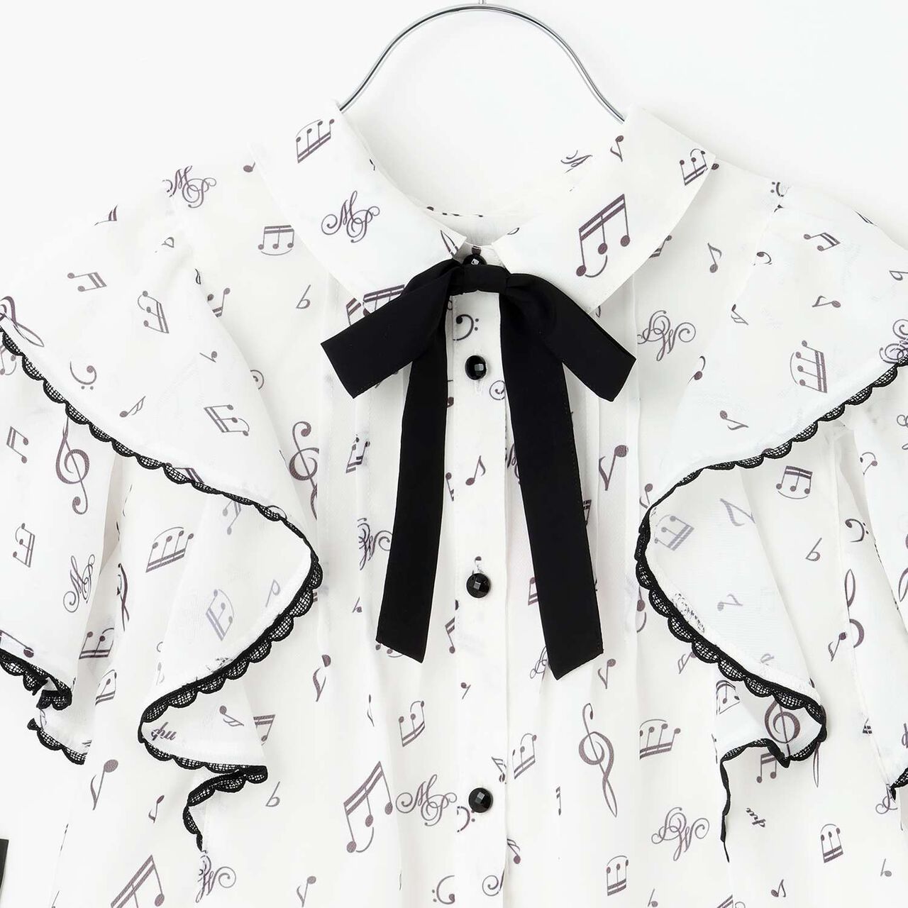 Musical Note Frill Blouse♪,Off white, large image number 2