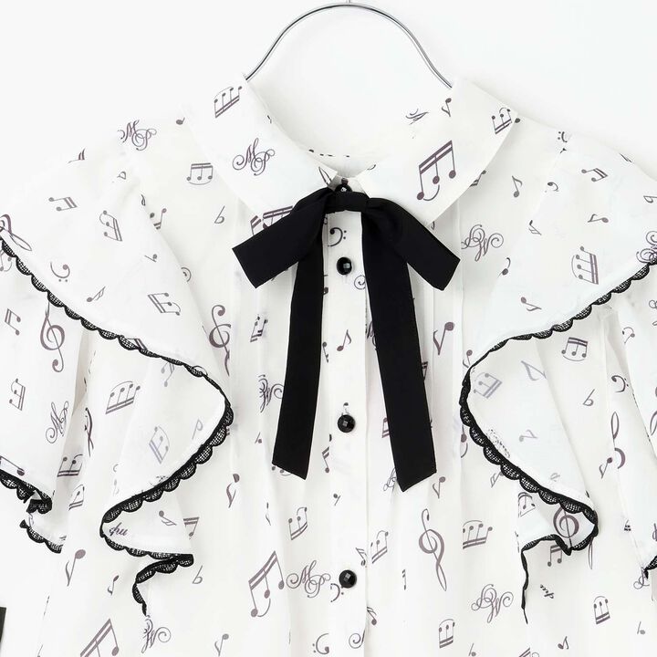Musical Note Frill Blouse♪,Off white, medium image number 2