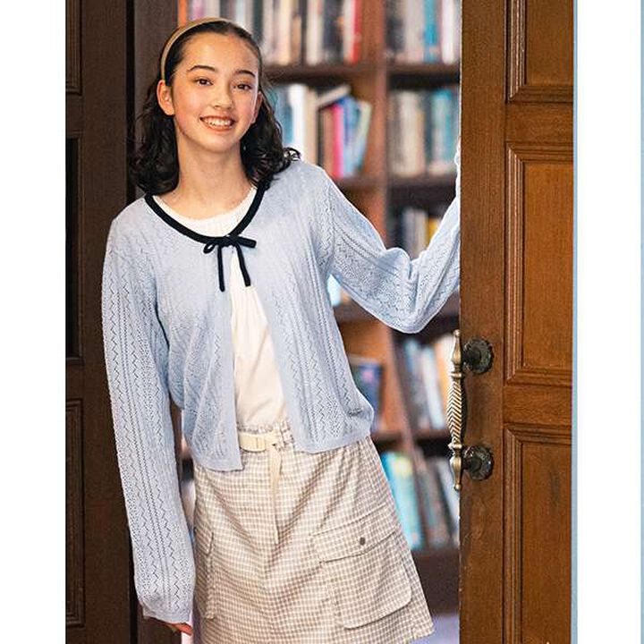 Lace Knit Cardigan + T-Blouse Set,Ivory, medium image number 16