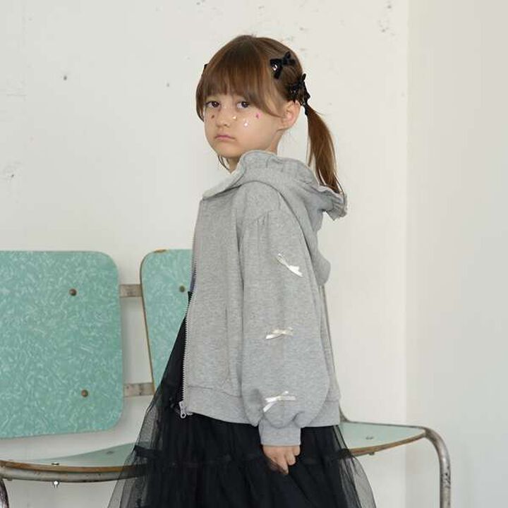 Pilling-Resistant Ribbon Frill Zip Hoodie,Light pink, medium image number 24