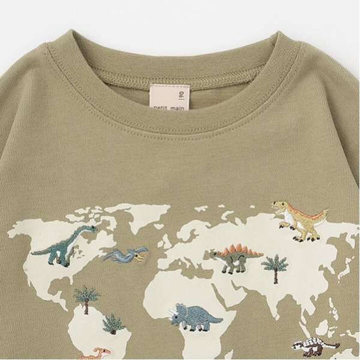 Dinosaur Embroidered Long Sleeve T-Shirt,Khaki, medium image number 8