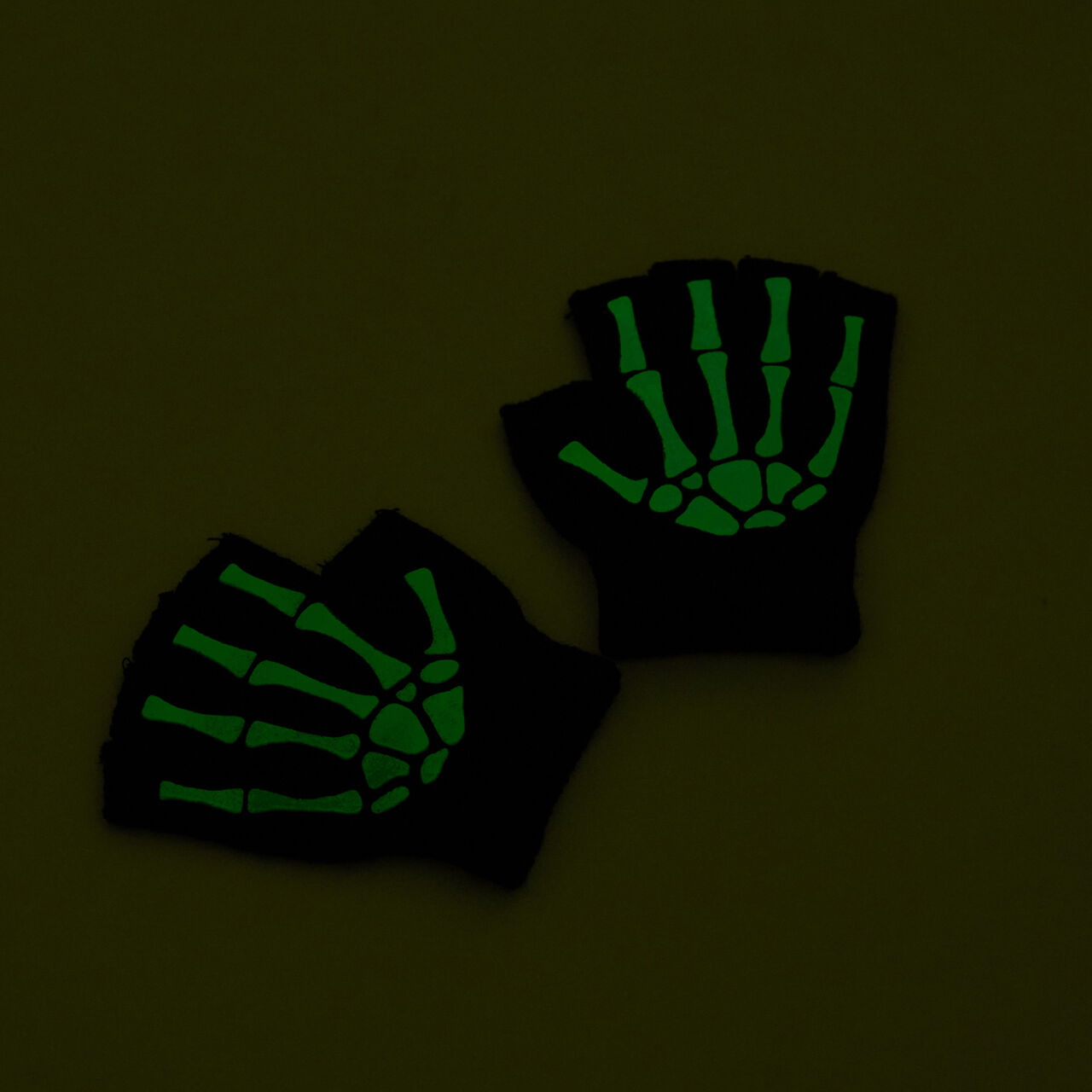 [Halloween] Glow-in-the-Dark Bone Gloves,Black, large image number 5