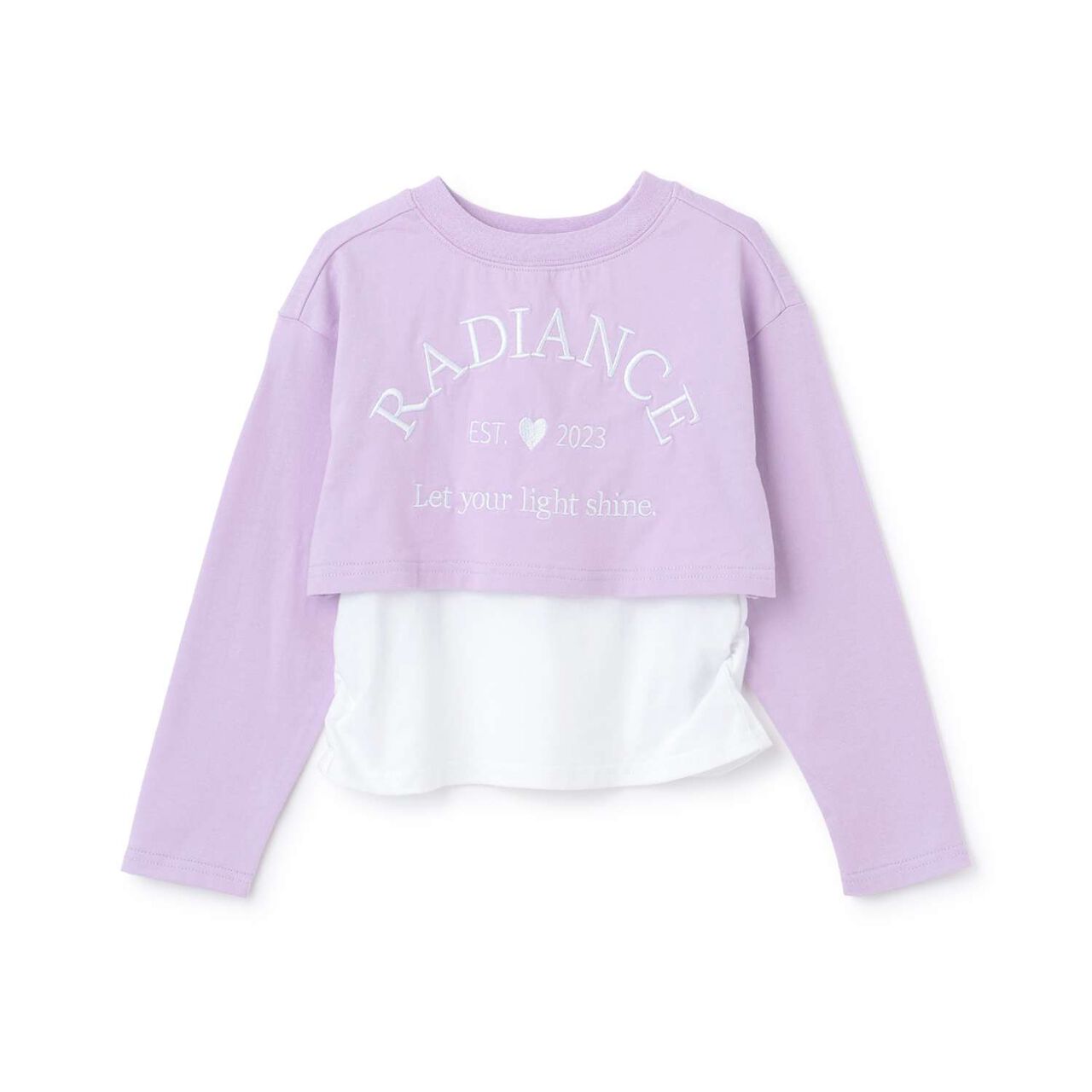 100% Cotton Anti-Stain Layered Short Long-Sleeve T-Shirt,Lavender, large image number 12