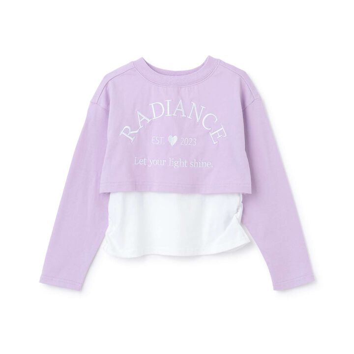 100% Cotton Anti-Stain Layered Short Long-Sleeve T-Shirt,Lavender, medium image number 12