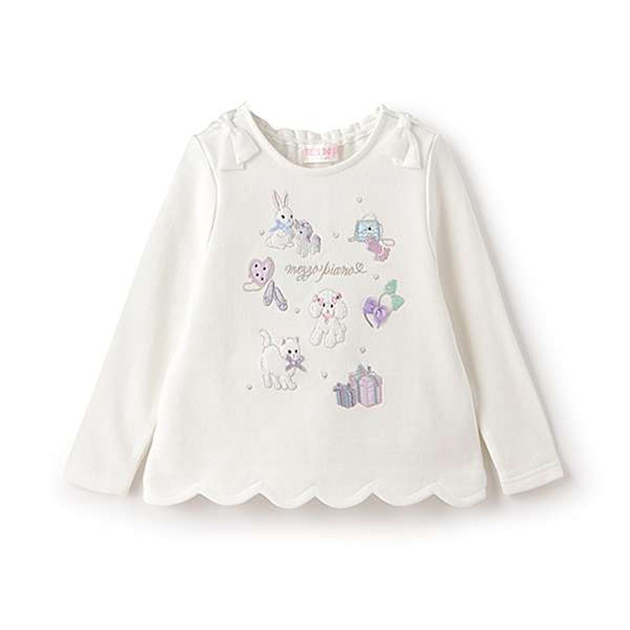 Embroidered Scalloped Hem Sweater,Light pink, large image number 10