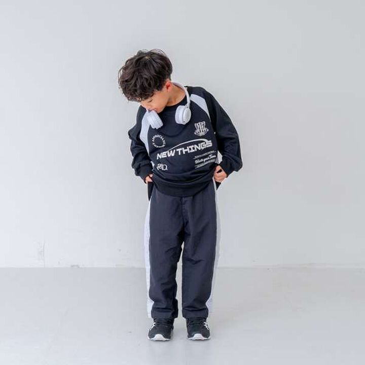 [Set Up Compatible] Striped Nylon Track Pants,Black, medium image number 12