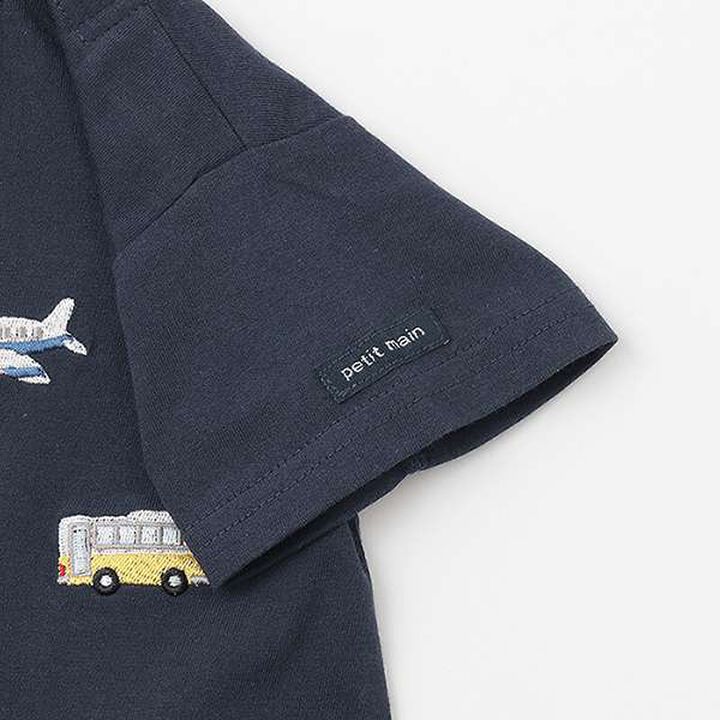 [Cool Touch] Working Vehicles Embroidered Short Sleeve T-Shirt,Charcoal gray, medium image number 4