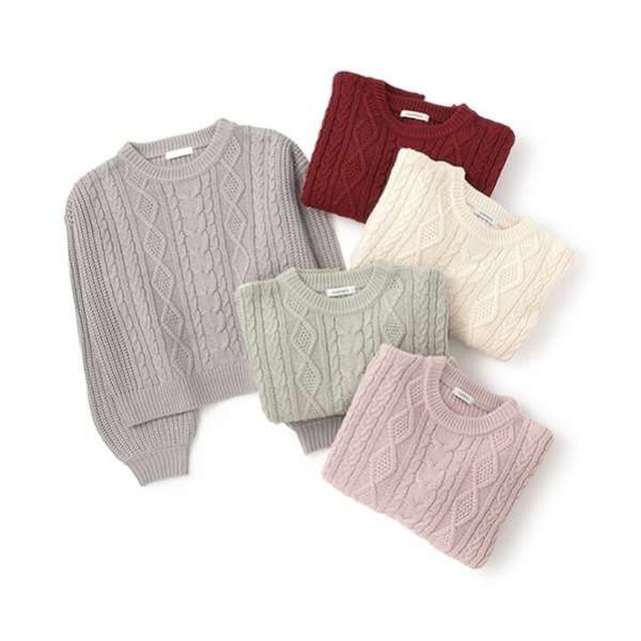 Cable Knit Pullover,Light green, medium image number 11