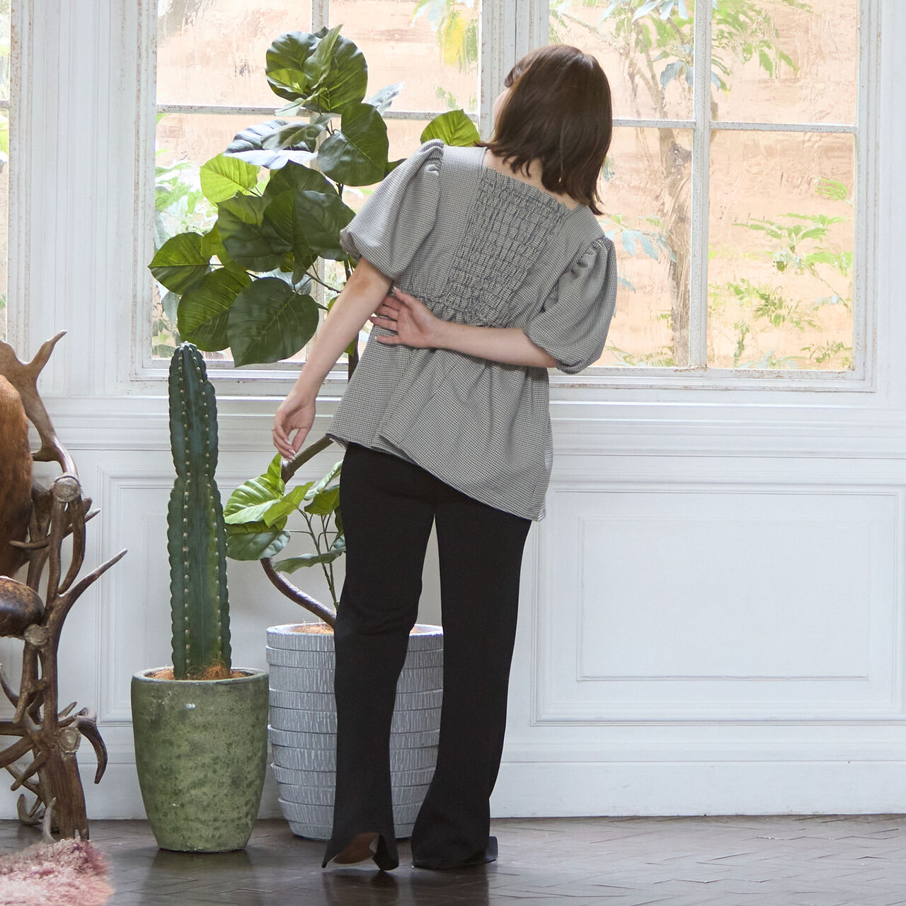 Knit Wide Pants,Ivory, large image number 1