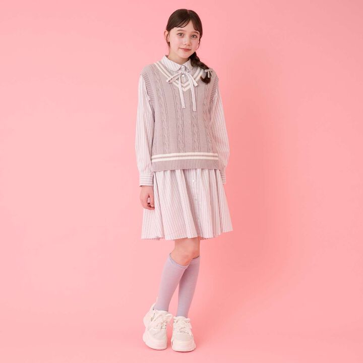 Ribbon & Logo Knee-High Socks,Silver gray, medium image number 10