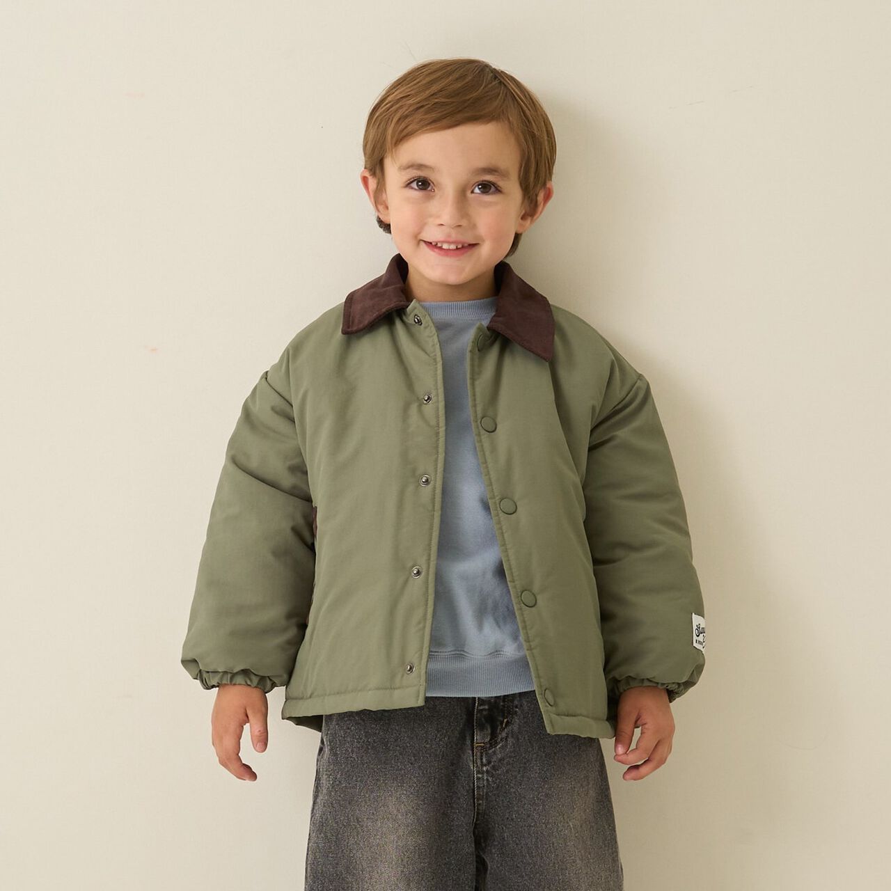 Free Combination Series Corduroy Collar Puff Jacket,Khaki, large image number 0