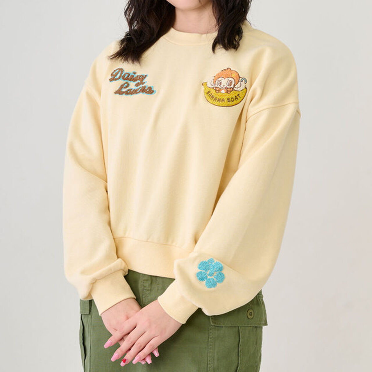 Lucky Sagara Embroidery Sweatshirt,Cream, large image number 0