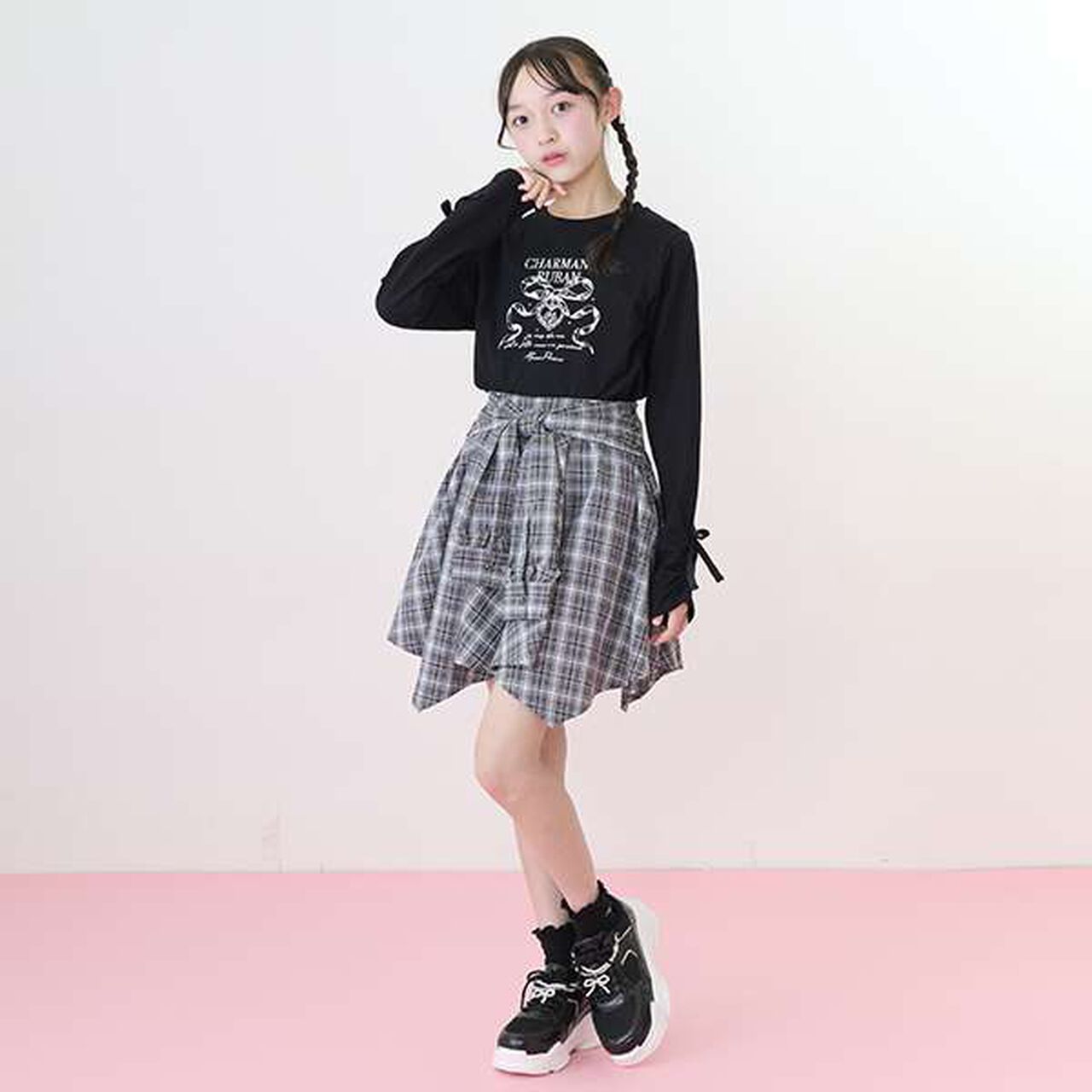 Knot Shirt Style Skirt with Shorts,Light gray, large image number 9