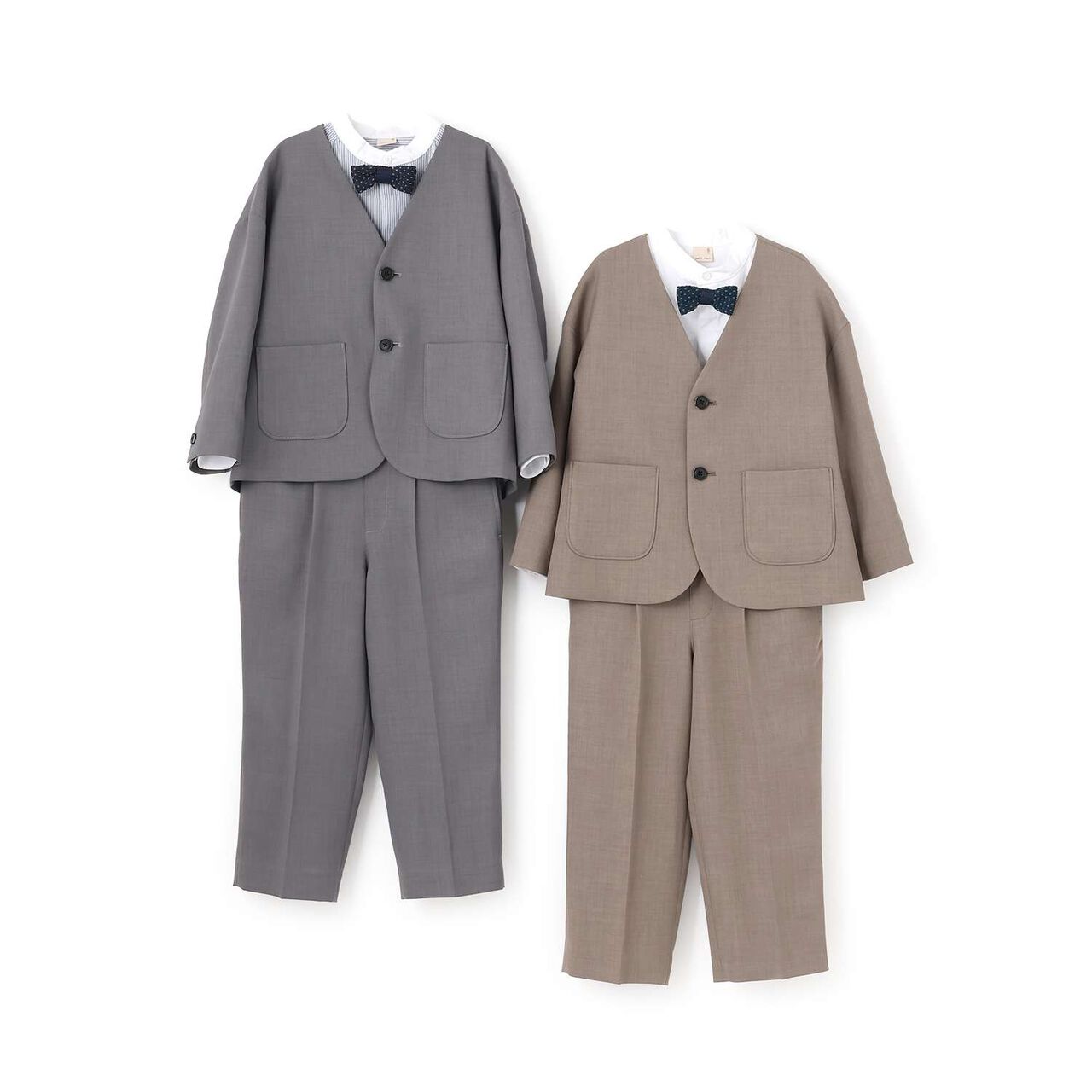 Semi-Formal No-Collar Jacket + Long Pants Set,Greige, large image number 31