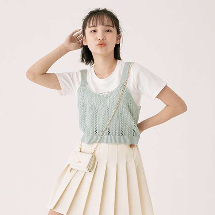 Knit Vest Inner Wear Set,Emerald green, medium image number 6