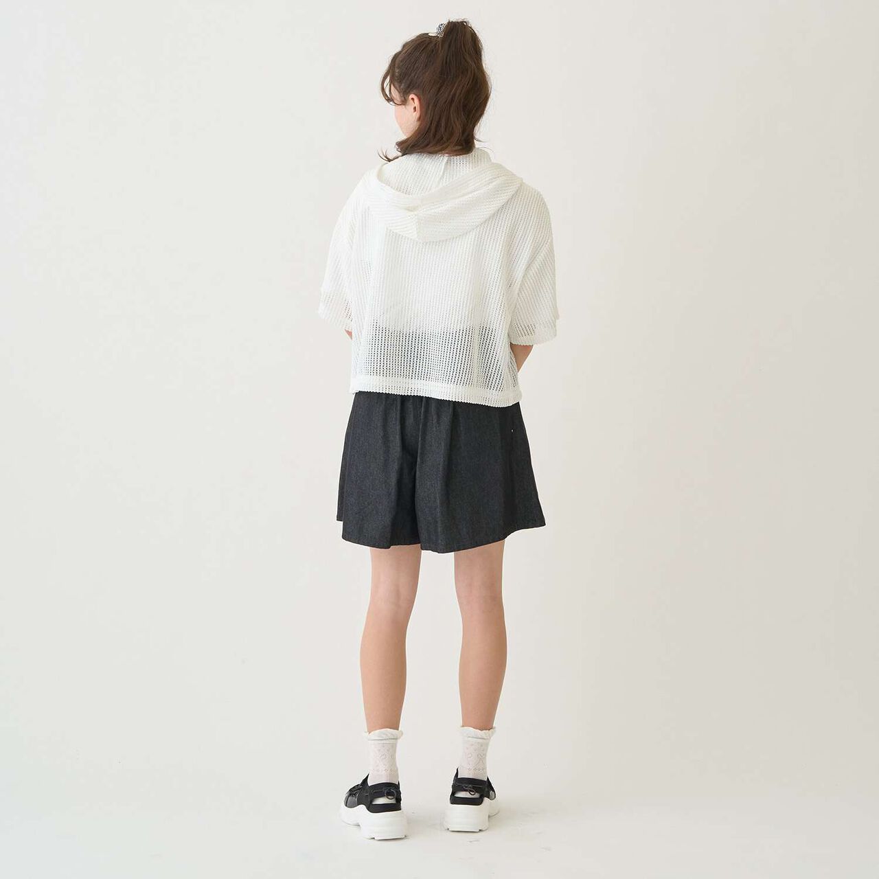 Mesh Parka & T-Shirt Set,Off white, large image number 13