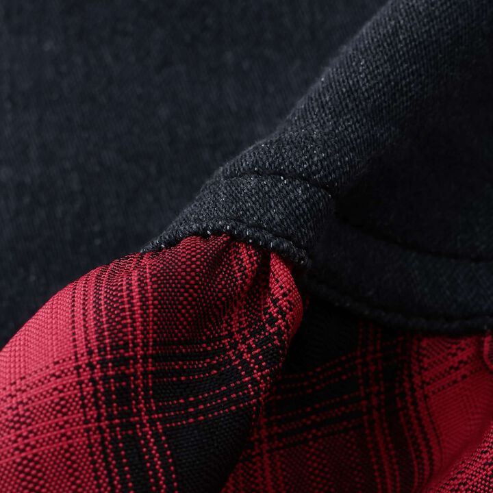 [Quick-Dry Absorbent Inner Shorts] Hem Checkered Panel Asymmetric Skirt,Red, medium image number 7