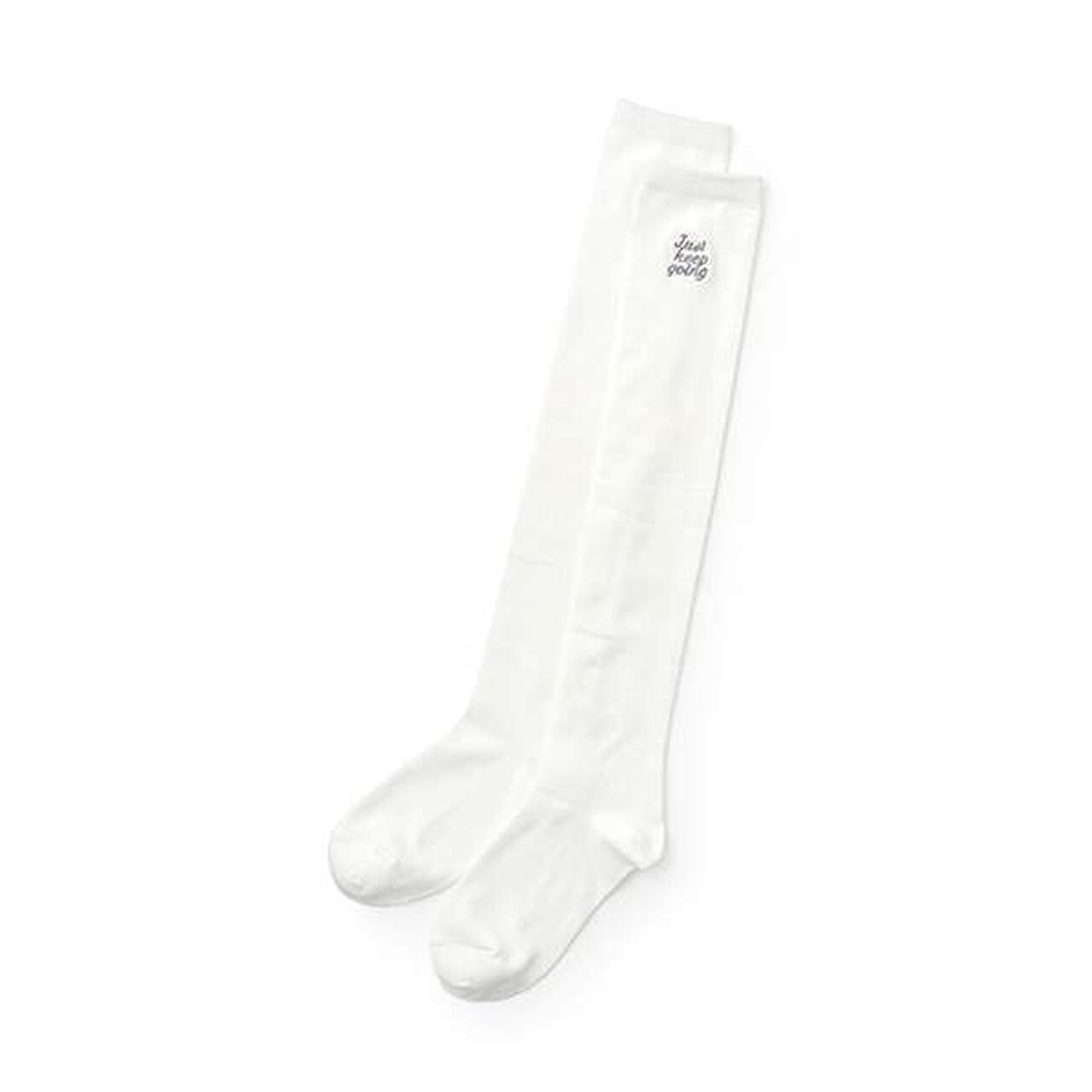 Logo Embroidered Knee-High Socks,Off white, large image number 0