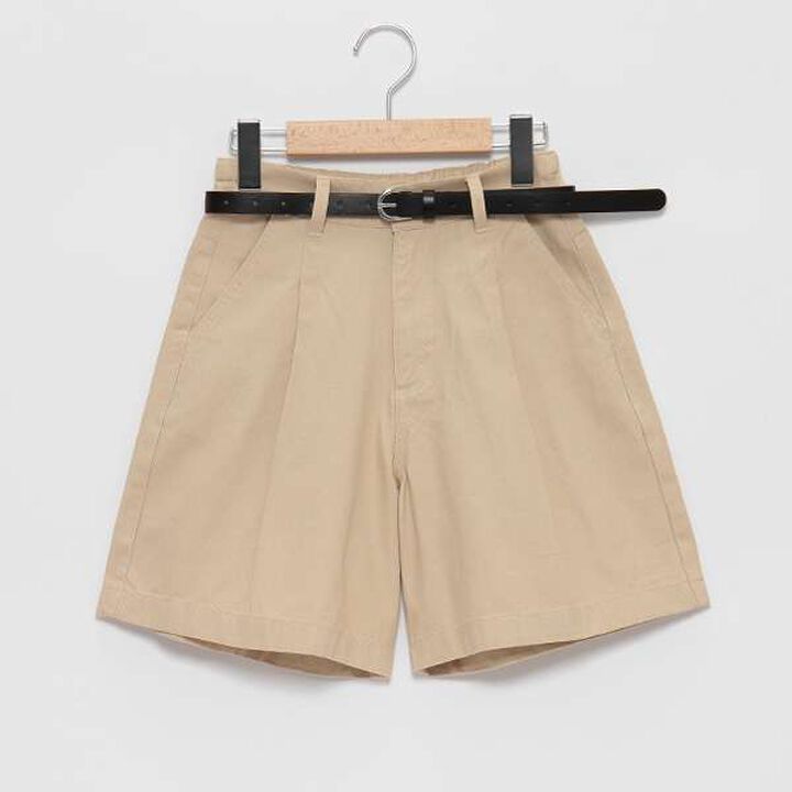 Belted Tuck Half Pants,Beige, medium image number 2