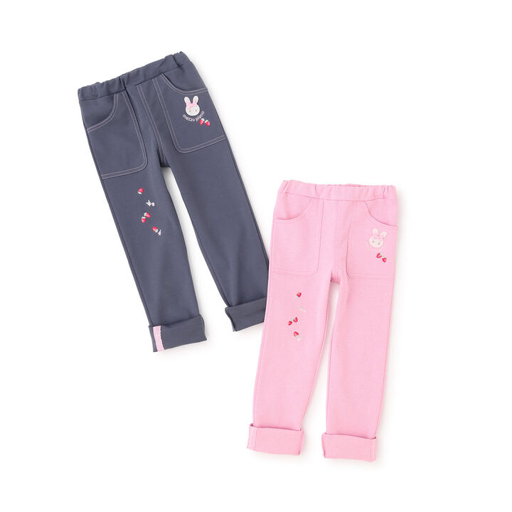 Rabbit Embroidery Cut Leggings,Blue, medium image number 10