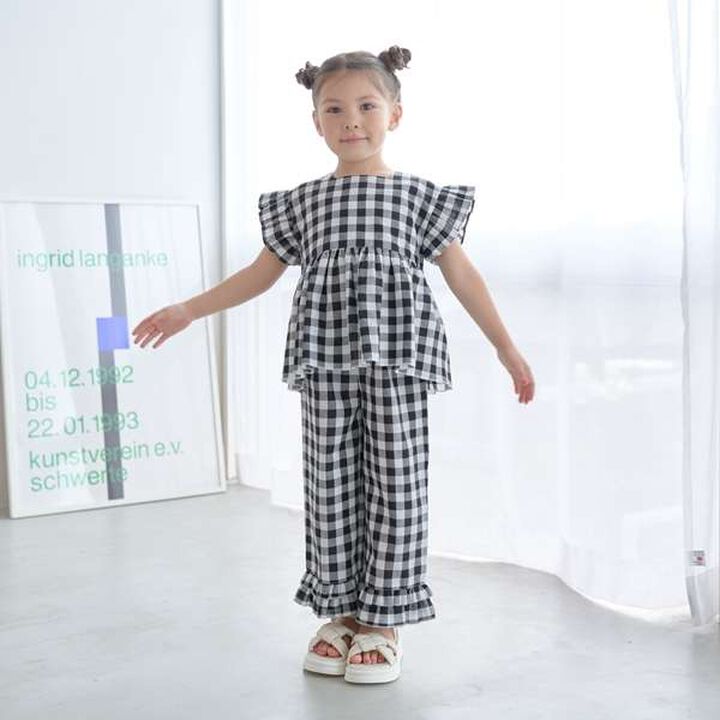 Peplum Blouse & Hem Frill Pants Outfit Set,Mocha tea, medium image number 25