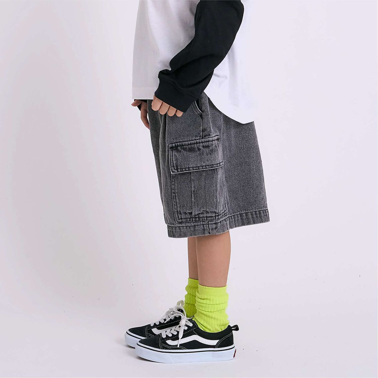 Denim Half Pants,Blue, large image number 3