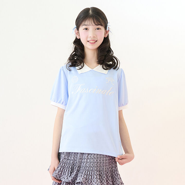 [UV Protection & Cool Touch] Collared Top,Sax blue, medium image number 3