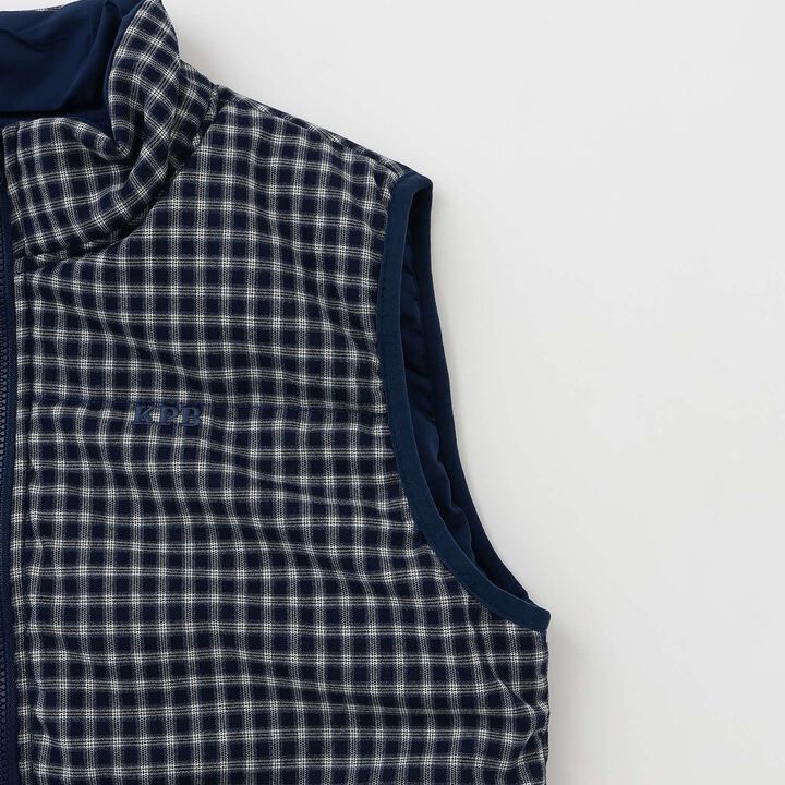 [Reversible] Taffeta &times; Check Vest,Navy, medium image number 12