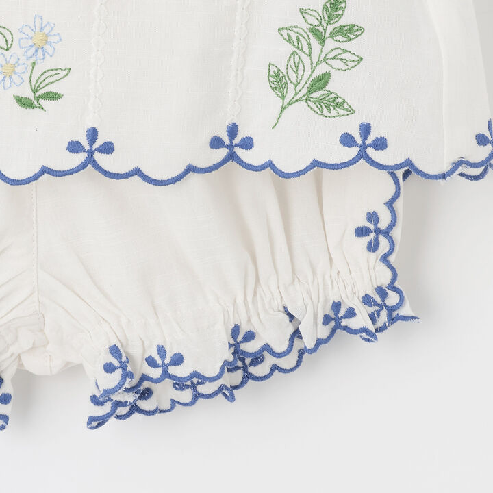 [Link] Indian Cotton Botanical Embroidery Outfit Set,Blue gray, medium image number 9