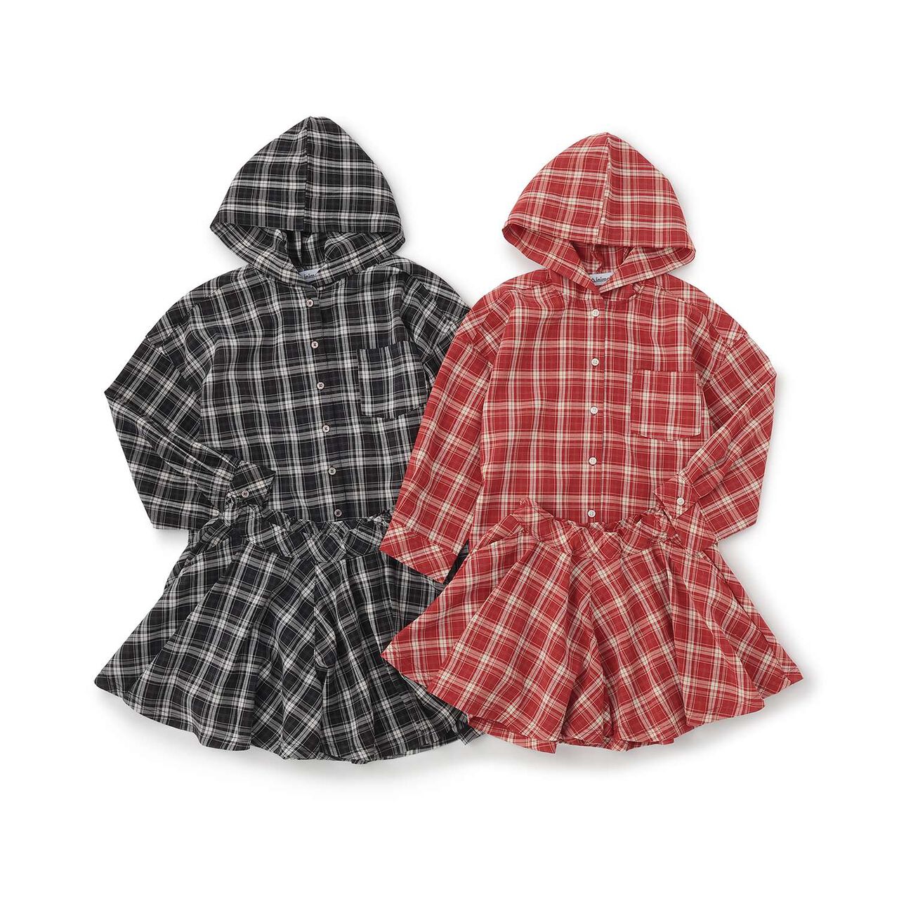 Shirt Parka & Skirt Outfit Set,Black, large image number 13