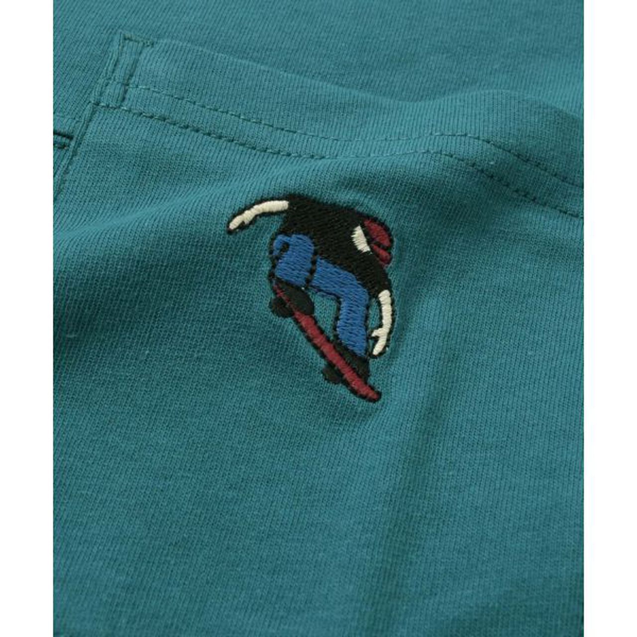 Big Short Sleeve T-Shirt with Pocket Embroidery,White, large image number 3