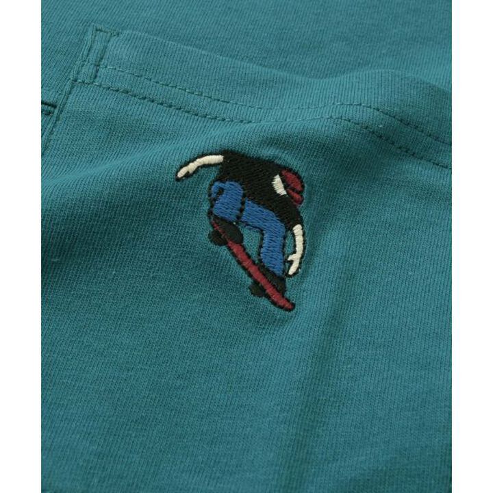 Big Short Sleeve T-Shirt with Pocket Embroidery,White, medium image number 3