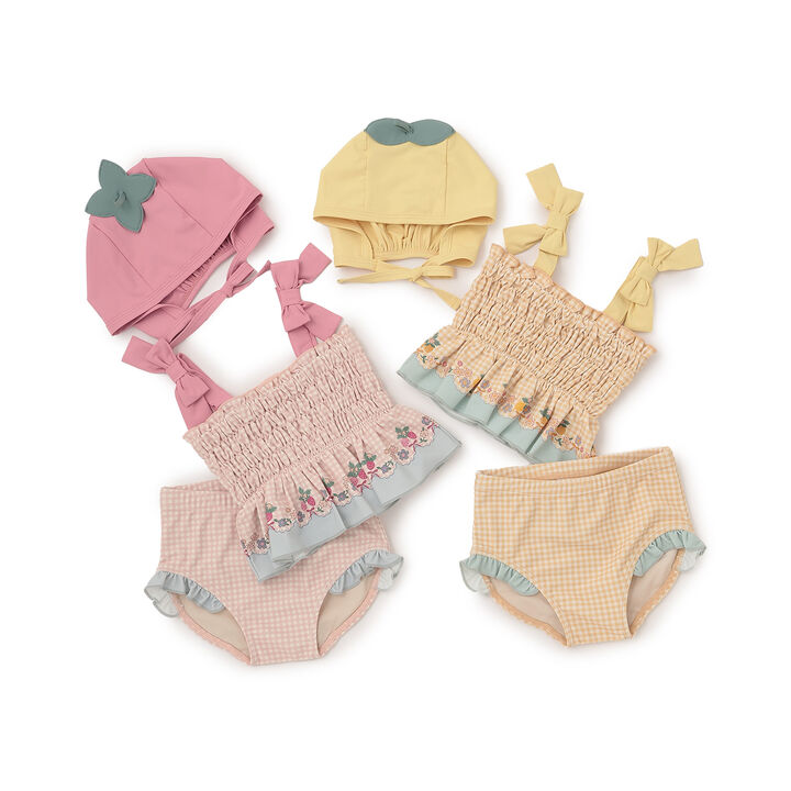 [SWIM] Baby Fruit Print Bikini with Cap,Yellow, medium image number 12