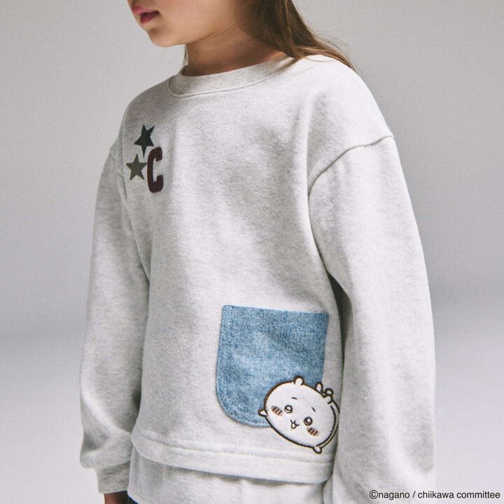 [Anime Chiikawa] Star Logo Appliqu&eacute; Pocket T-Shirt,Light blue, medium image number 4