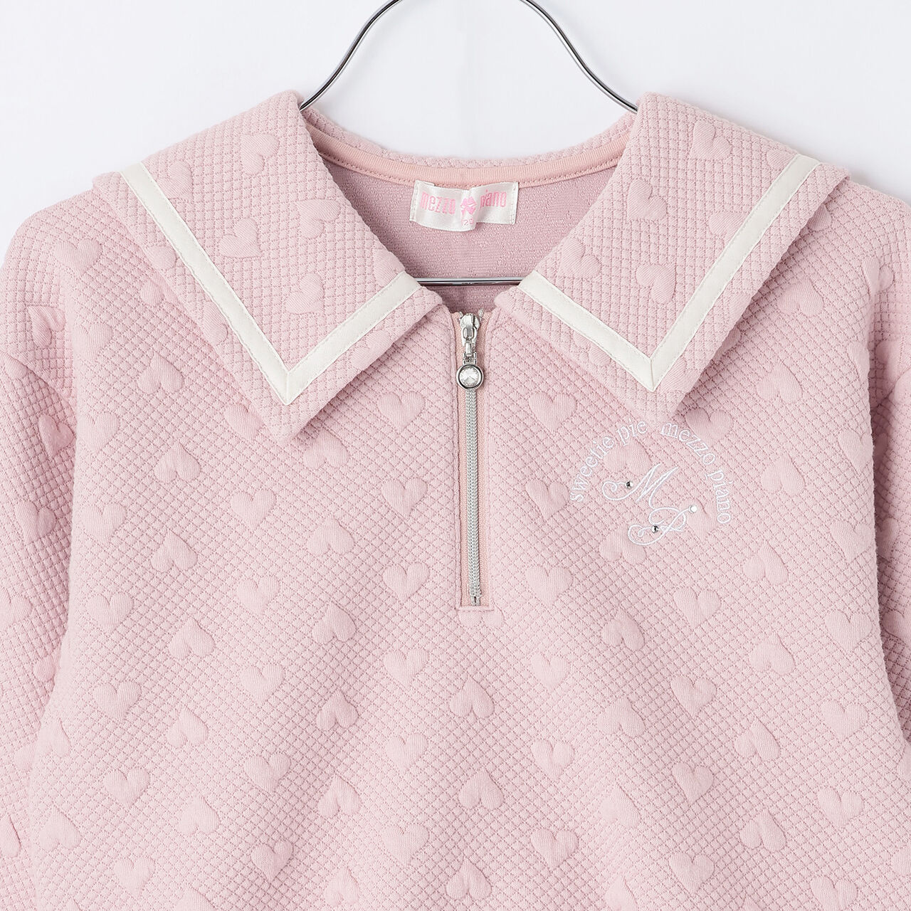 Cut Jacquard Half-Zip Sailor Outfit Set,Pink, large image number 4