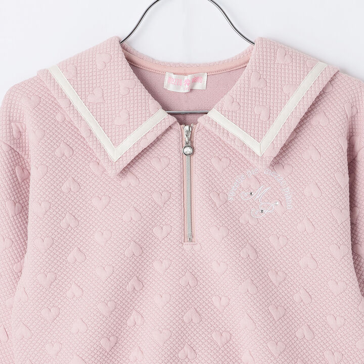Cut Jacquard Half-Zip Sailor Outfit Set,Pink, medium image number 4