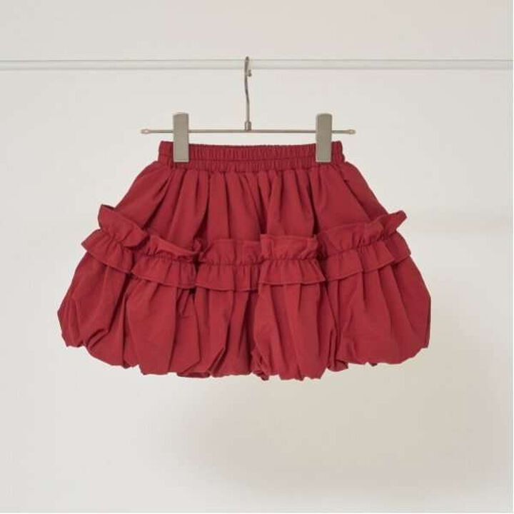 Frilled Balloon Skirt,Deep red, medium image number 11