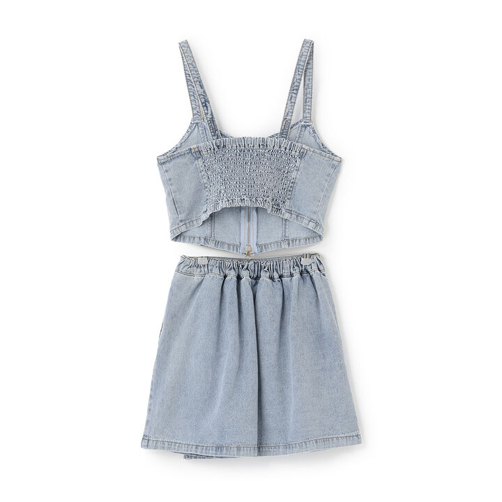 Denim Skirt Set,Blue, medium image number 1