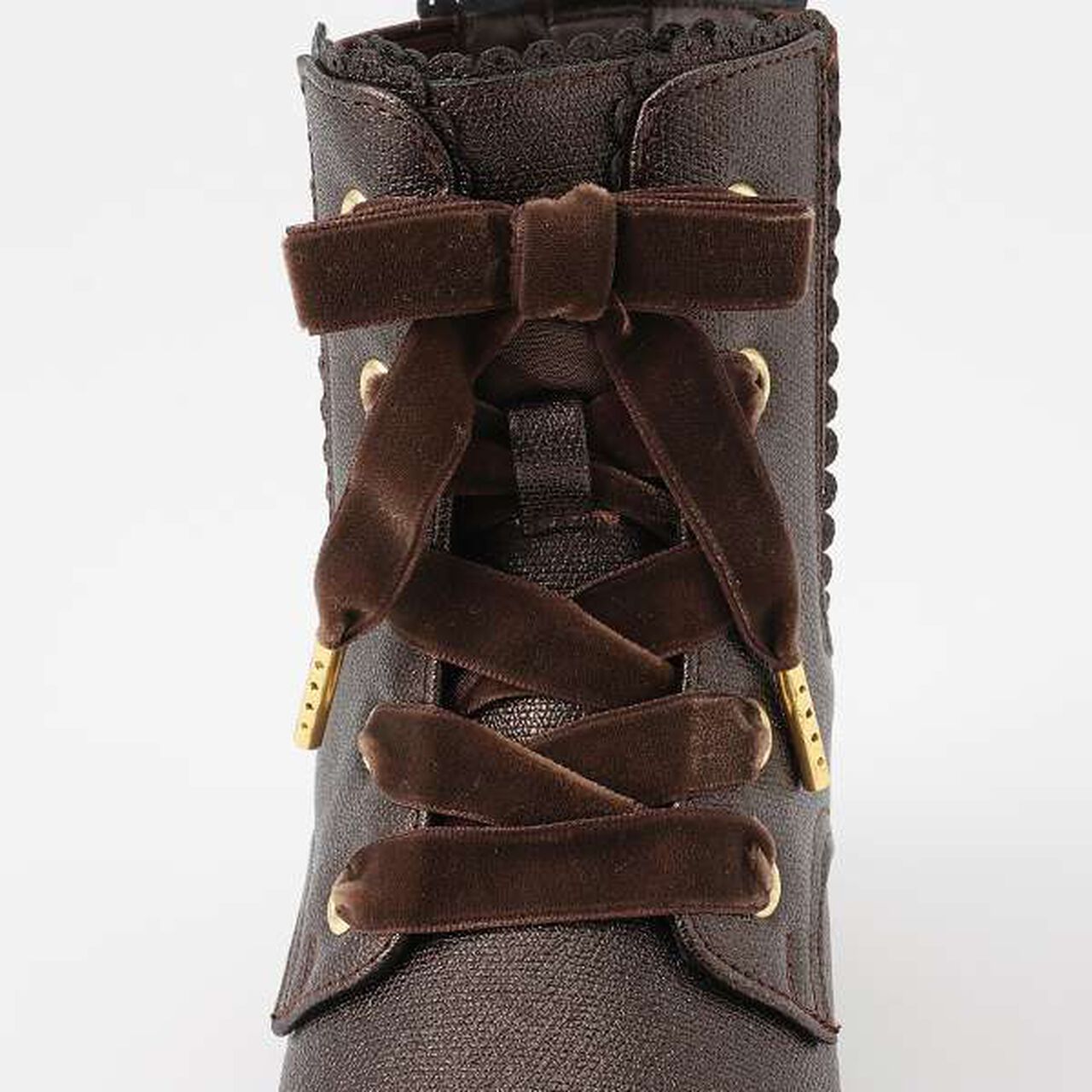 Lace-Up Ribbon Side Gore Boots,Dark brown, large image number 5