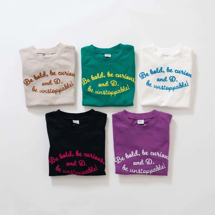 [USA Cotton] Chain Stitch Logo Wide Long Sleeve T-Shirt,Black, medium image number 5