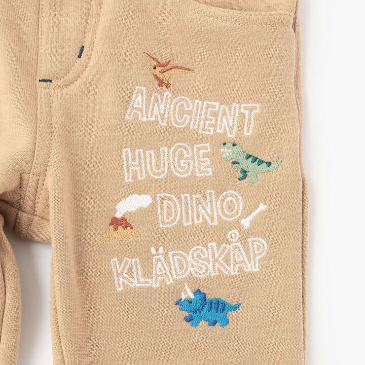 [Restock] Long-Length Straight Pants with Dinosaur Embroidery,Black, medium image number 5