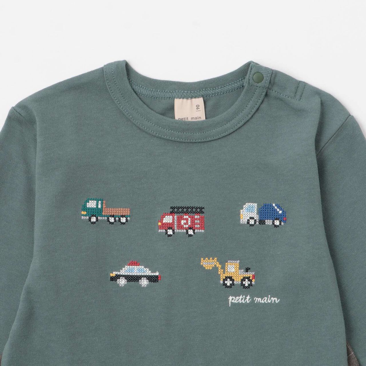 Work Vehicle Embroidery Long-Sleeve T-Shirt,Navy, large image number 8