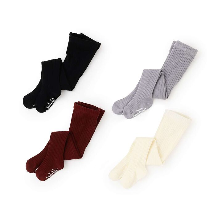 Wool Blend Ribbed Tights,Wine, medium image number 4