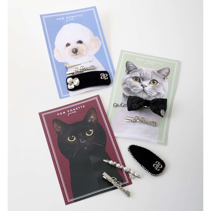 Ribbon Hair Clip Set,Black, medium image number 5