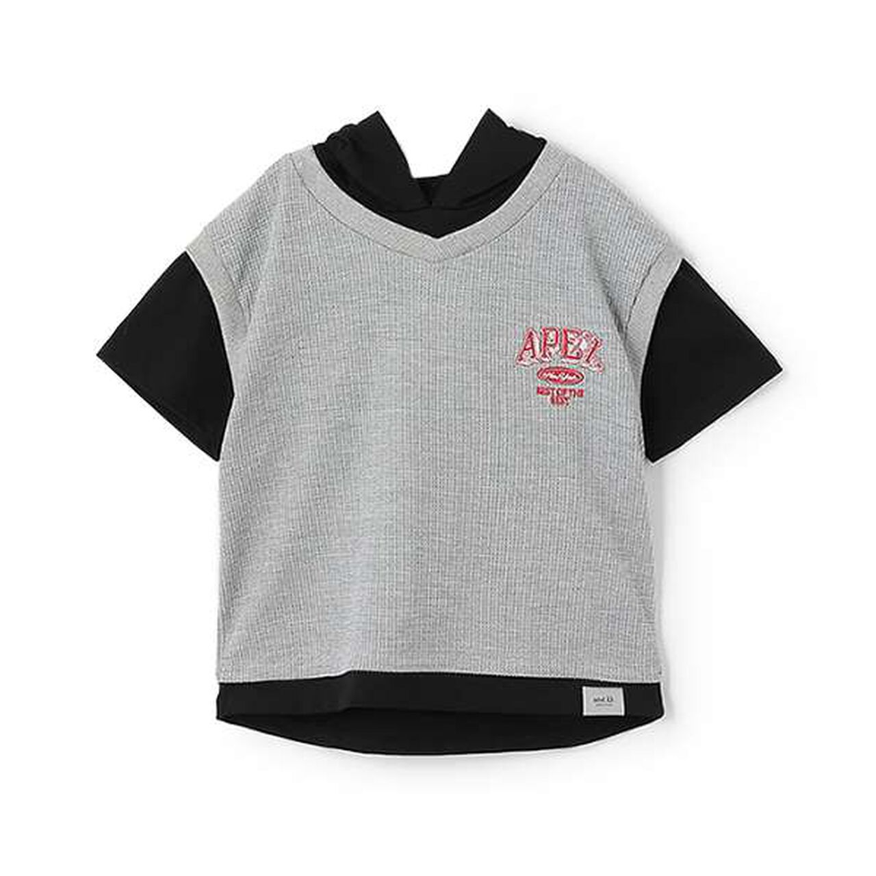 Layered Short-Sleeve Hoodie Vest,Top gray, large image number 18